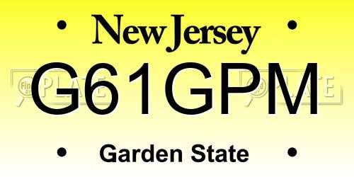 G61GPM New Jersey License Plate