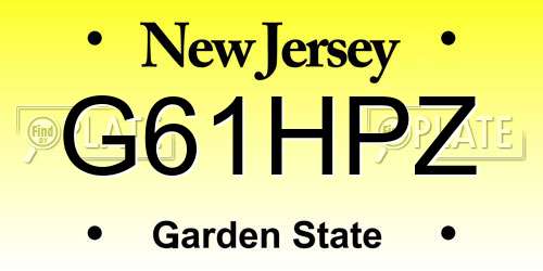 G61HPZ New Jersey License Plate