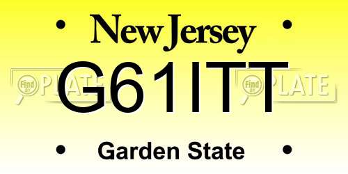 G61ITT New Jersey License Plate