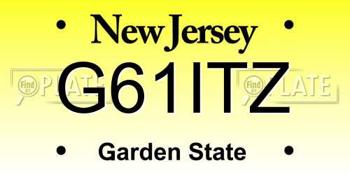 G61ITZ New Jersey License Plate