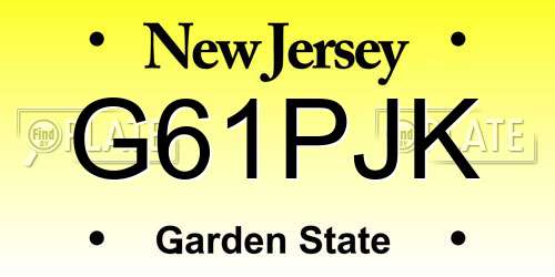 G61PJK New Jersey License Plate