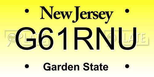 G61RNU New Jersey License Plate