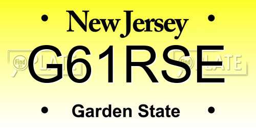 G61RSE New Jersey License Plate