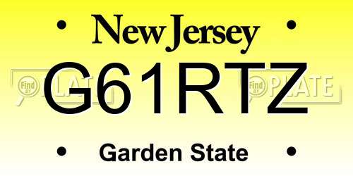 G61RTZ New Jersey License Plate