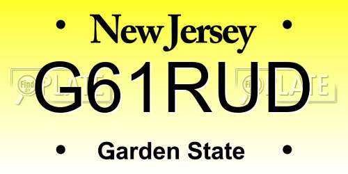 G61RUD New Jersey License Plate