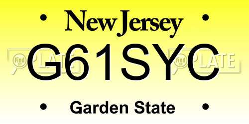 G61SYC New Jersey License Plate