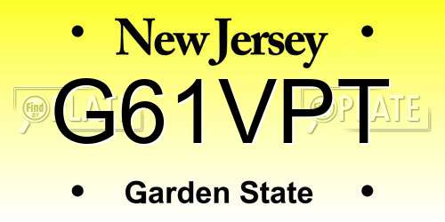 G61VPT New Jersey License Plate