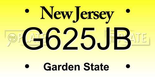 G625JB New Jersey License Plate
