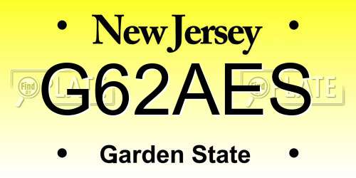 G62AES New Jersey License Plate