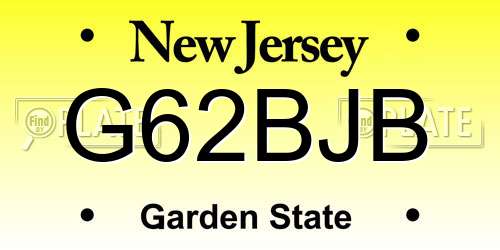 G62BJB New Jersey License Plate