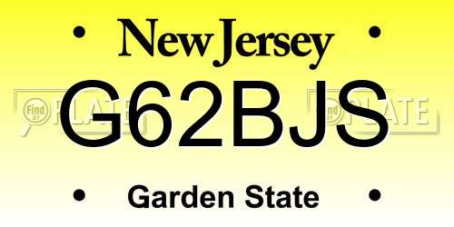 G62BJS New Jersey License Plate