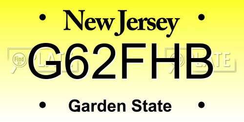 G62FHB New Jersey License Plate
