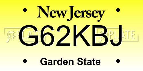 G62KBJ New Jersey License Plate