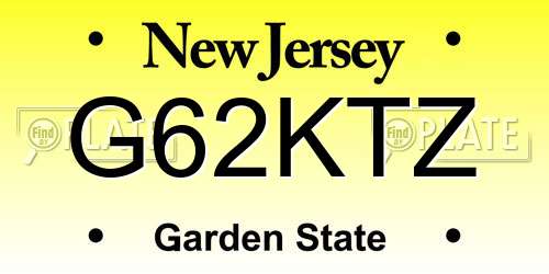 G62KTZ New Jersey License Plate