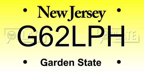 G62LPH New Jersey License Plate