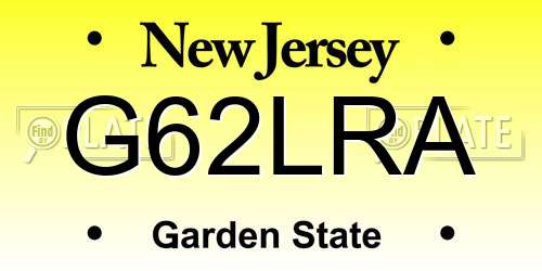 G62LRA New Jersey License Plate
