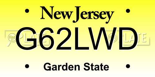 G62LWD New Jersey License Plate
