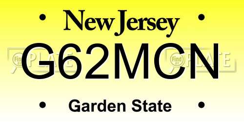 G62MCN New Jersey License Plate