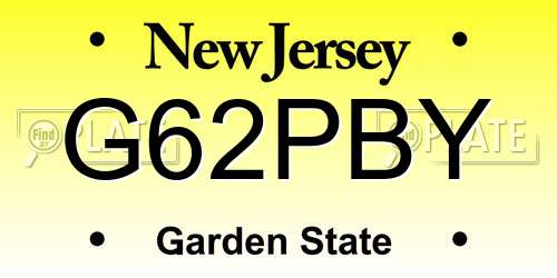 G62PBY New Jersey License Plate