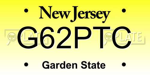 G62PTC New Jersey License Plate