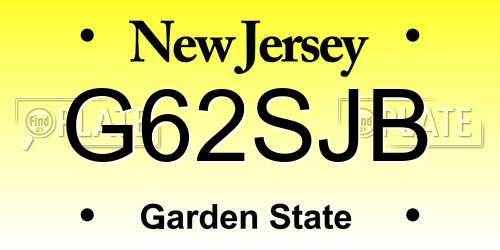 G62SJB New Jersey License Plate
