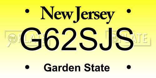 G62SJS New Jersey License Plate