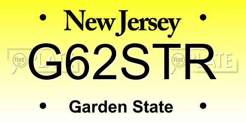 G62STR New Jersey License Plate
