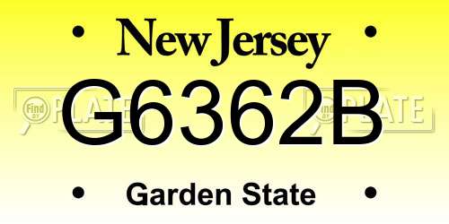 G6362B New Jersey License Plate