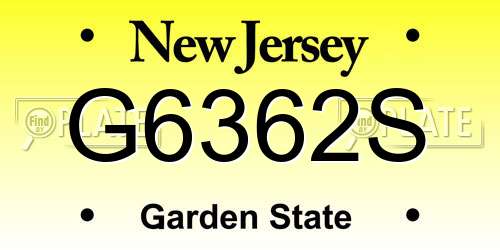 G6362S New Jersey License Plate