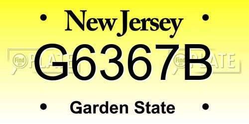 G6367B New Jersey License Plate