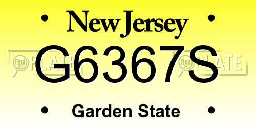 G6367S New Jersey License Plate