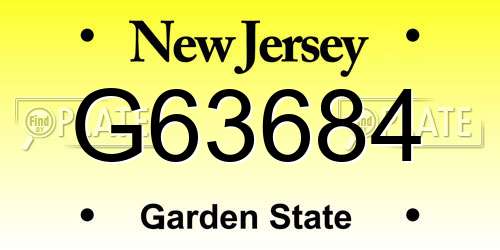 G63684 New Jersey License Plate