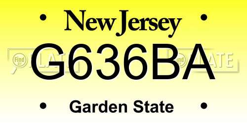 G636BA New Jersey License Plate