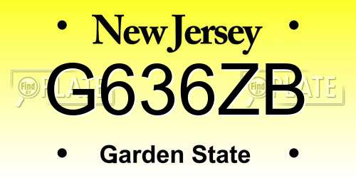 G636ZB New Jersey License Plate