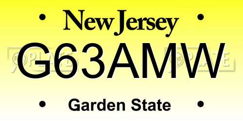 G63AMW New Jersey License Plate