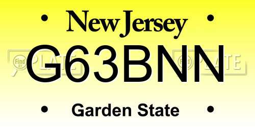 G63BNN New Jersey License Plate