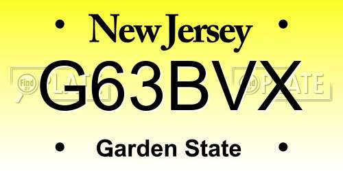 G63BVX New Jersey License Plate