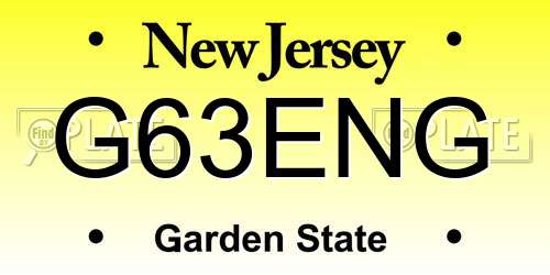 G63ENG New Jersey License Plate