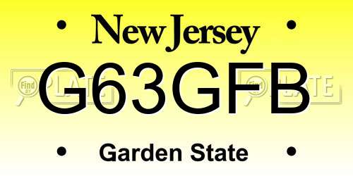 G63GFB New Jersey License Plate