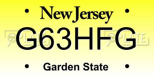G63HFG New Jersey License Plate