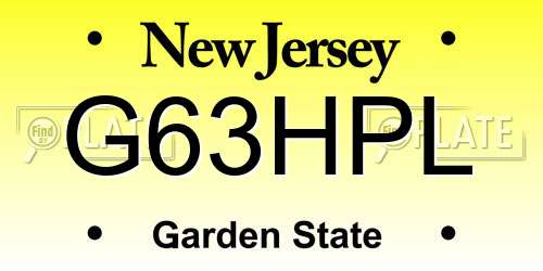 G63HPL New Jersey License Plate