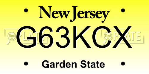 G63KCX New Jersey License Plate