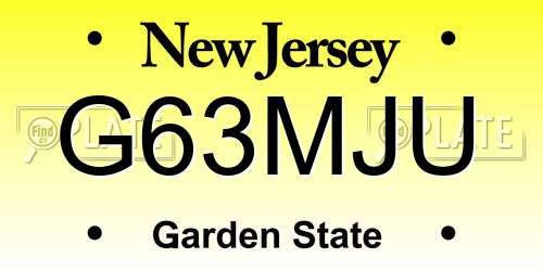 G63MJU New Jersey License Plate