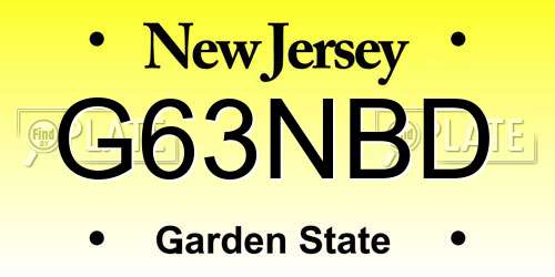 G63NBD New Jersey License Plate