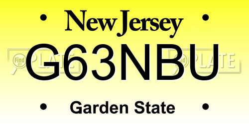 G63NBU New Jersey License Plate