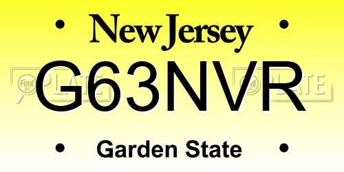 G63NVR New Jersey License Plate