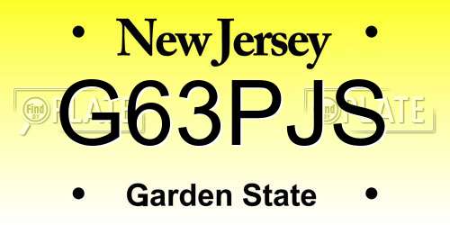 G63PJS New Jersey License Plate