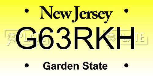 G63RKH New Jersey License Plate