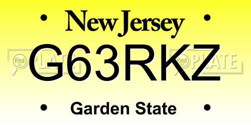 G63RKZ New Jersey License Plate