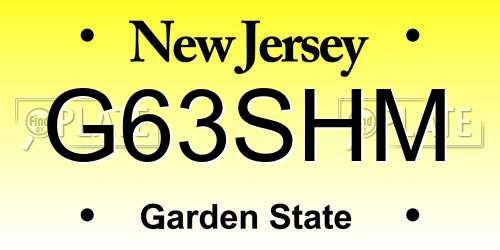 G63SHM New Jersey License Plate